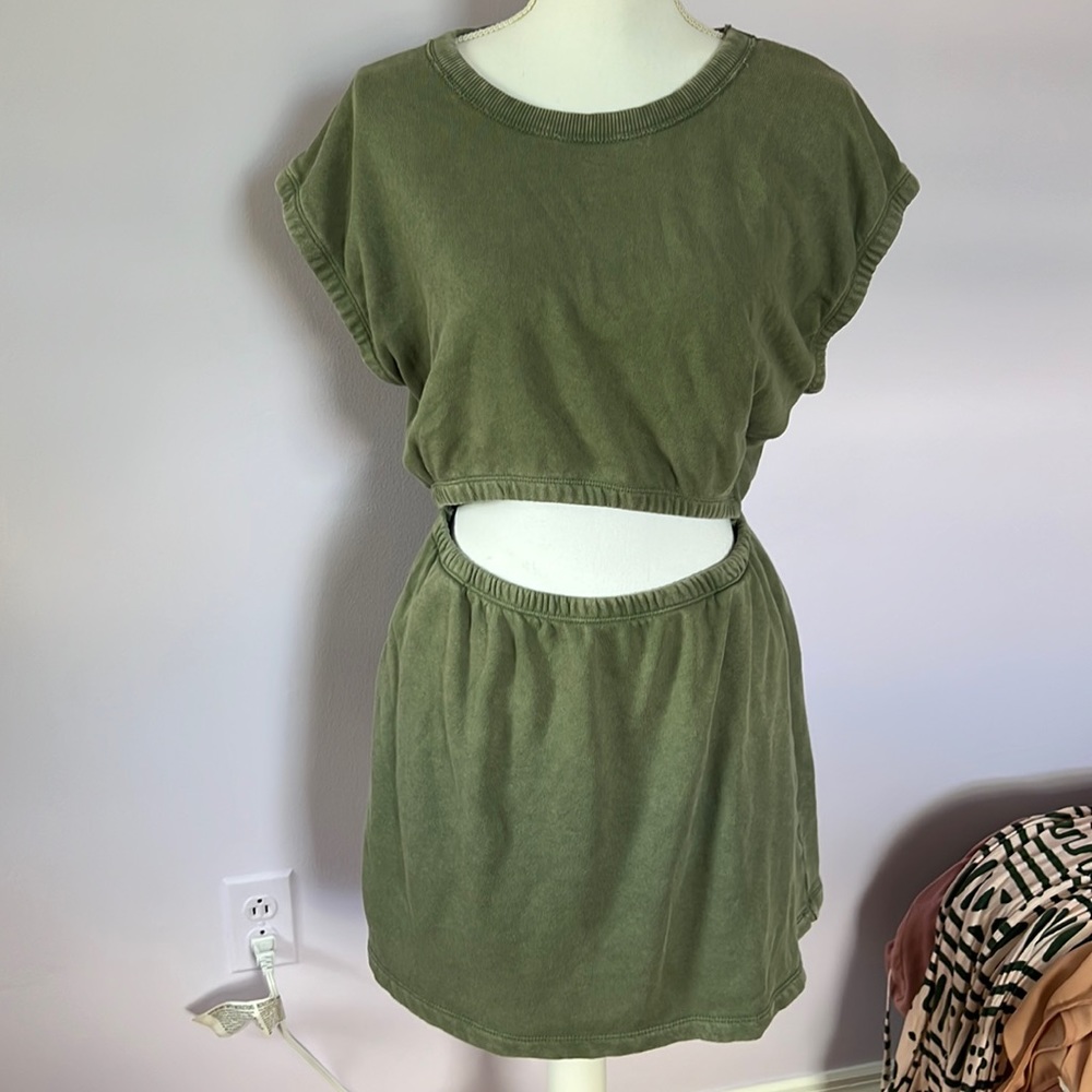 Olive green terry dress